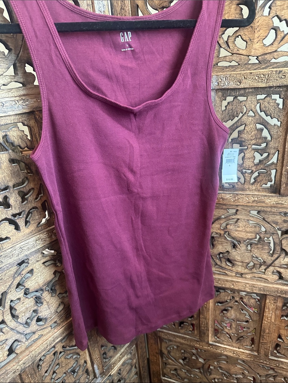 GAP Women's Ribbed Tank Top - Burgundy